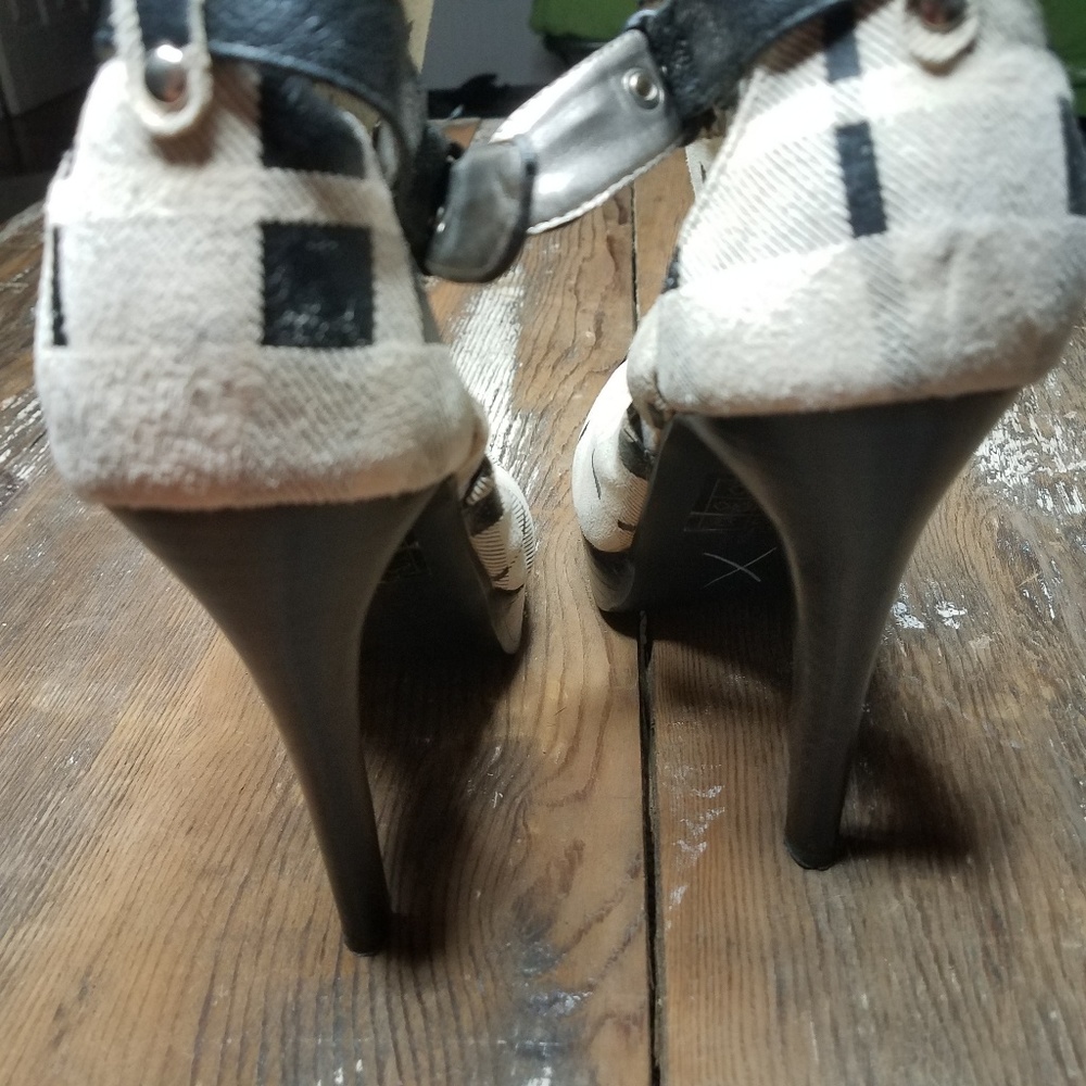 Plaid Open Toe stiletto bootie - Picture 5 of 7